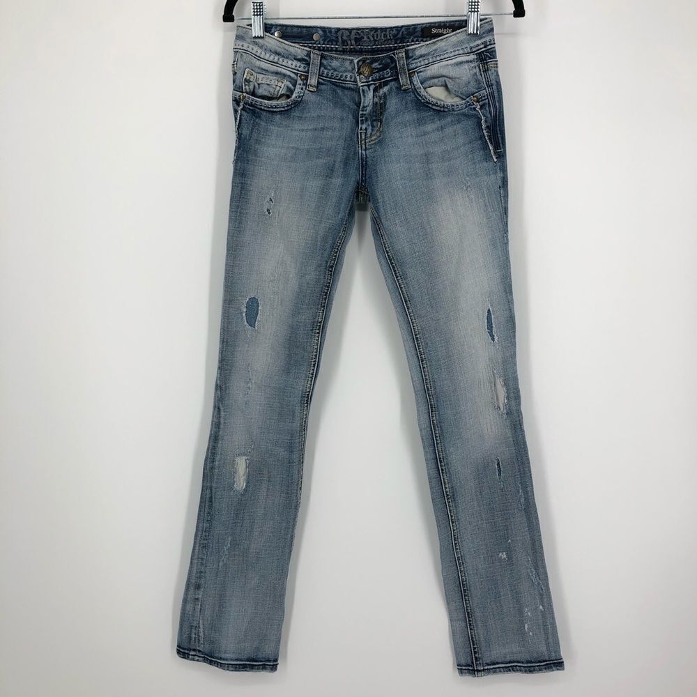 Rerock for Express Straight Jeans Womens 4‎ Light Wash